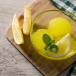 Lemon sorbet in glasses