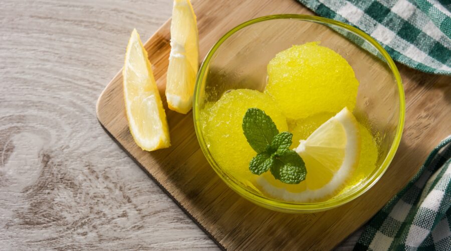 Lemon sorbet in glasses