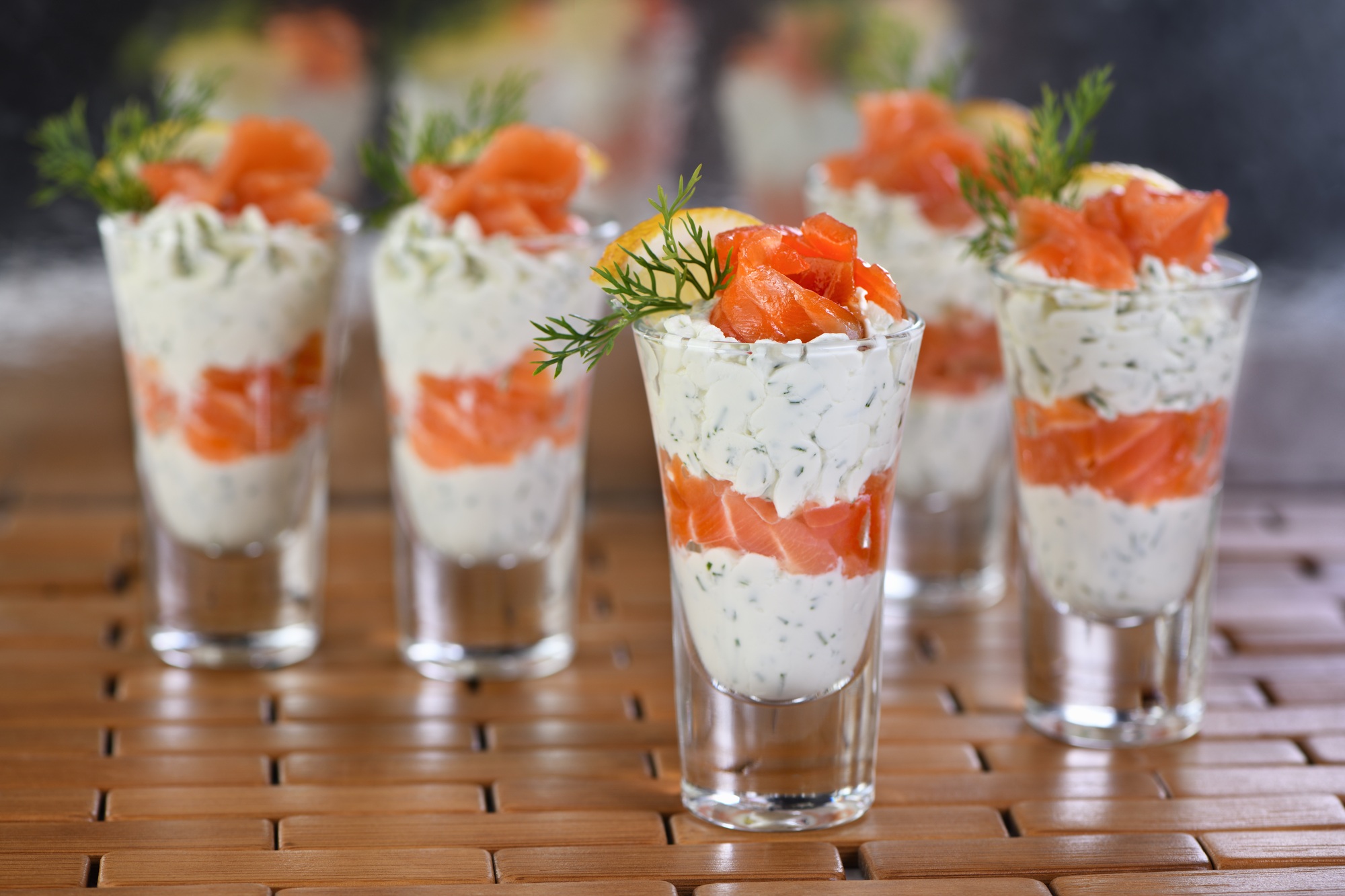 Verrine soft cheese cream and salmon