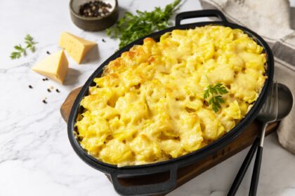 Healthy casserole or gratin with cream, gratin dauphinois