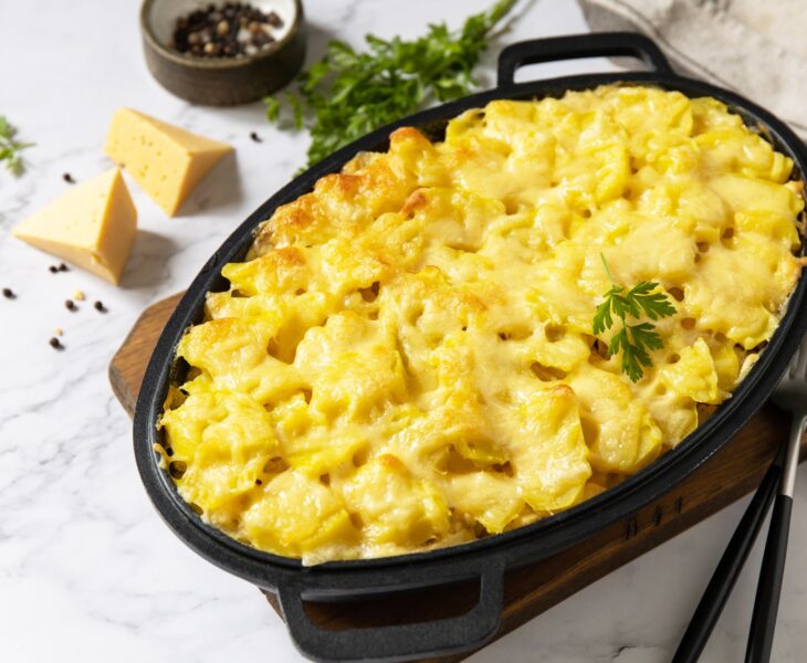 Healthy casserole or gratin with cream, gratin dauphinois