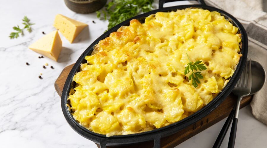 Healthy casserole or gratin with cream, gratin dauphinois