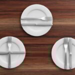 Place Settings, waiter signals on wooden background. 3d illustration