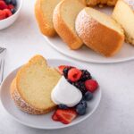 Sliced bundt pound cake with fresh berries