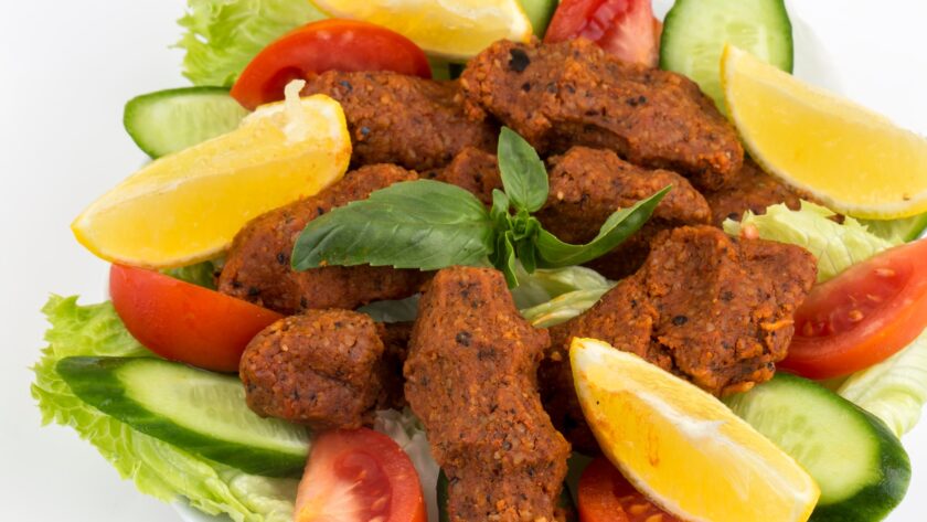 Traditional delicious Turkish foods; bulgur kofte (cig kofte)