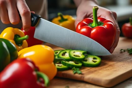ajoutez de la couleur et de la saveur à vos salades en coupant des poivrons frais en lanières. idéal pour un plat croquant, sain et plein de vitamines !