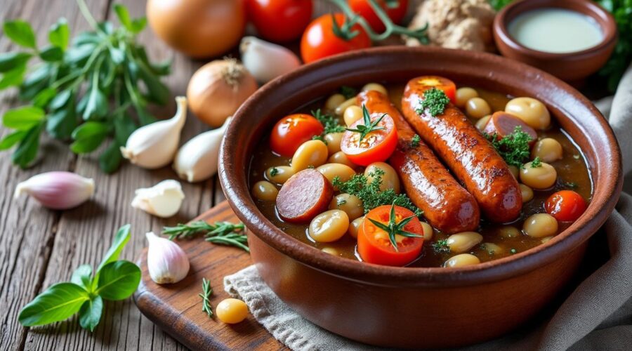 découvrez les ingrédients essentiels pour préparer un cassoulet savoureux à la manière d'etchebest, alliant tradition et goût authentique.