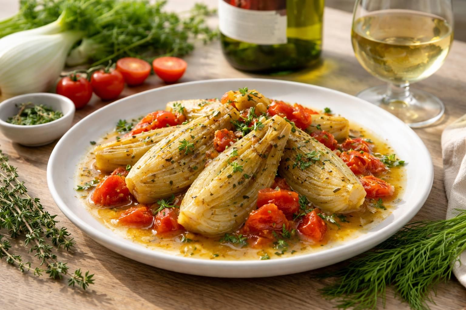 découvrez notre recette facile et gourmande de fenouil à la tomate au vin blanc, idéale pour un repas léger et plein de saveurs.