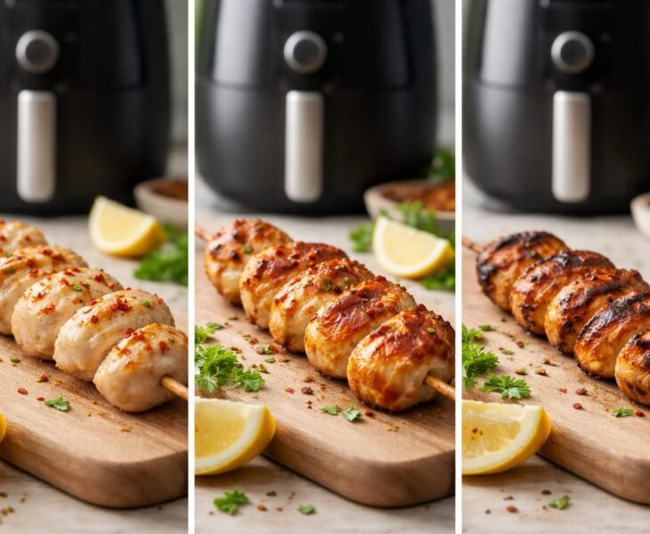 découvrez comment le temps de cuisson des brochettes de poulet à l'air fryer impacte leur saveur, texture et jus, pour un résultat parfait à chaque fois.