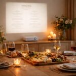 découvrez le mini vidéoprojecteur epson idéal pour une soirée dégustation, avec un menu projeté pour une expérience conviviale et immersive.