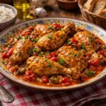 découvrez la recette traditionnelle du poulet basquaise à l'ancienne, un plat réconfortant de ma grand-mère à savourer en famille pour des moments chaleureux et gourmands.