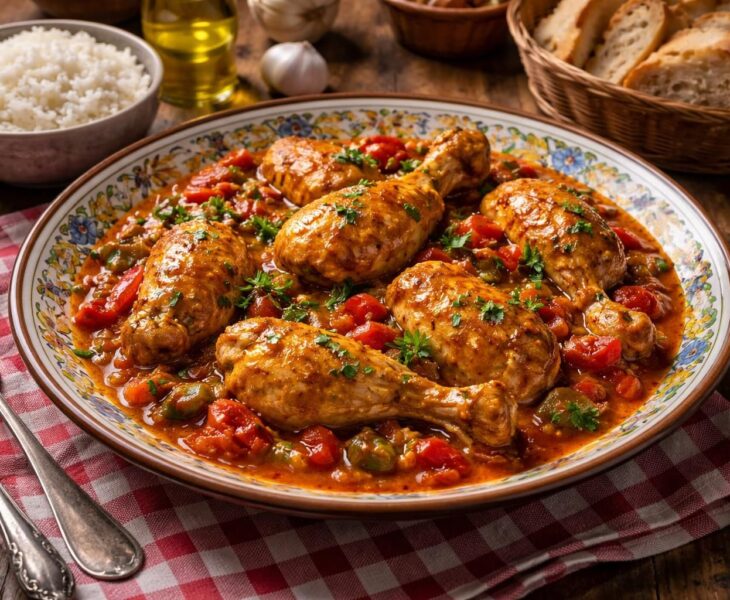 découvrez la recette traditionnelle du poulet basquaise à l'ancienne, un plat réconfortant de ma grand-mère à savourer en famille pour des moments chaleureux et gourmands.