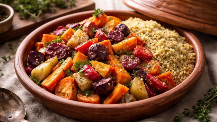 découvrez ma recette de tajine de légumes racines au millet, une revisite savoureuse d'un plat traditionnel alliant authenticité et modernité.