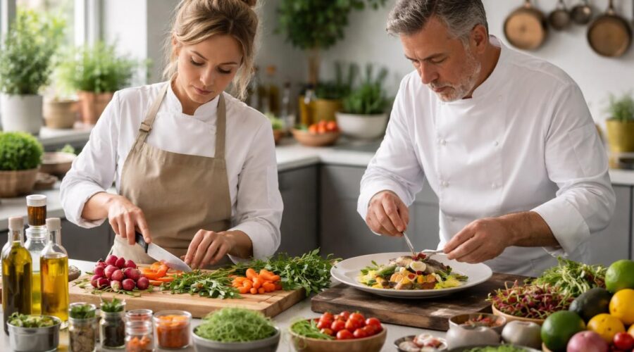 découvrez les tendances culinaires innovantes présentées par les chefs noémie honiat et bruno cormerais, alliant créativité et savoir-faire pour éveiller vos papilles.