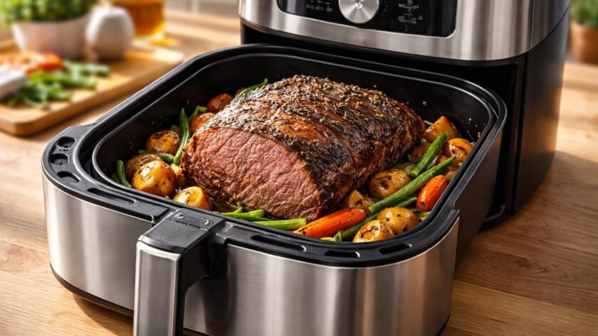découvrez comment préparer un rôti de bœuf tendre et savoureux à l'air fryer, une méthode rapide et facile qui remplace parfaitement la cuisson au four traditionnel.