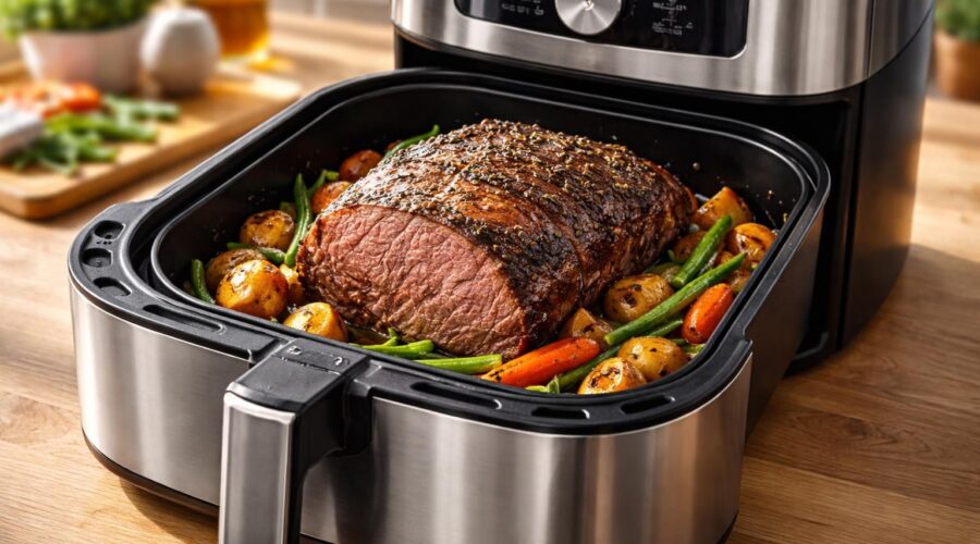 découvrez comment préparer un rôti de bœuf tendre et savoureux à l'air fryer, une méthode rapide et facile qui remplace parfaitement la cuisson au four traditionnel.