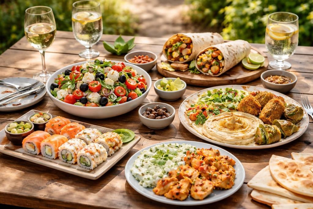 découvrez des idées de repas froids pour le midi, inspirées des saveurs du monde, parfaites pour un déjeuner savoureux et facile à emporter.