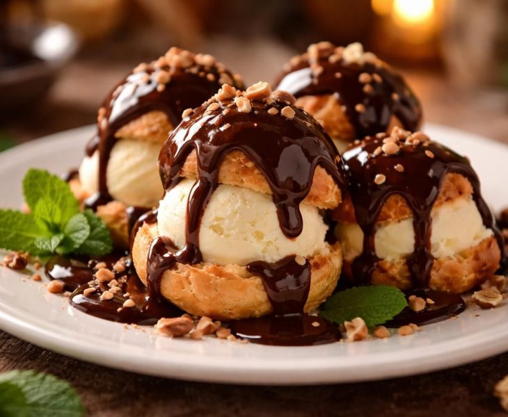 découvrez notre recette facile des profiteroles, un dessert gourmand alliant choux légers et crème glacée onctueuse pour un délice ultime.