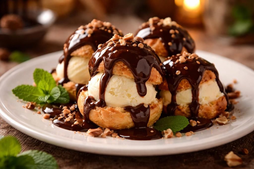 découvrez notre recette facile des profiteroles, un dessert gourmand alliant choux légers et crème glacée onctueuse pour un délice ultime.