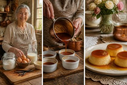 découvrez la recette traditionnelle de la crème caramel de grand-mère, simple et rapide, réalisée en trois étapes faciles pour un dessert délicieux et authentique.